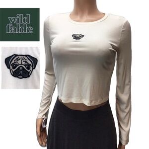 Wild Fable Pug Ribbed Long Sleeve Fitted Top